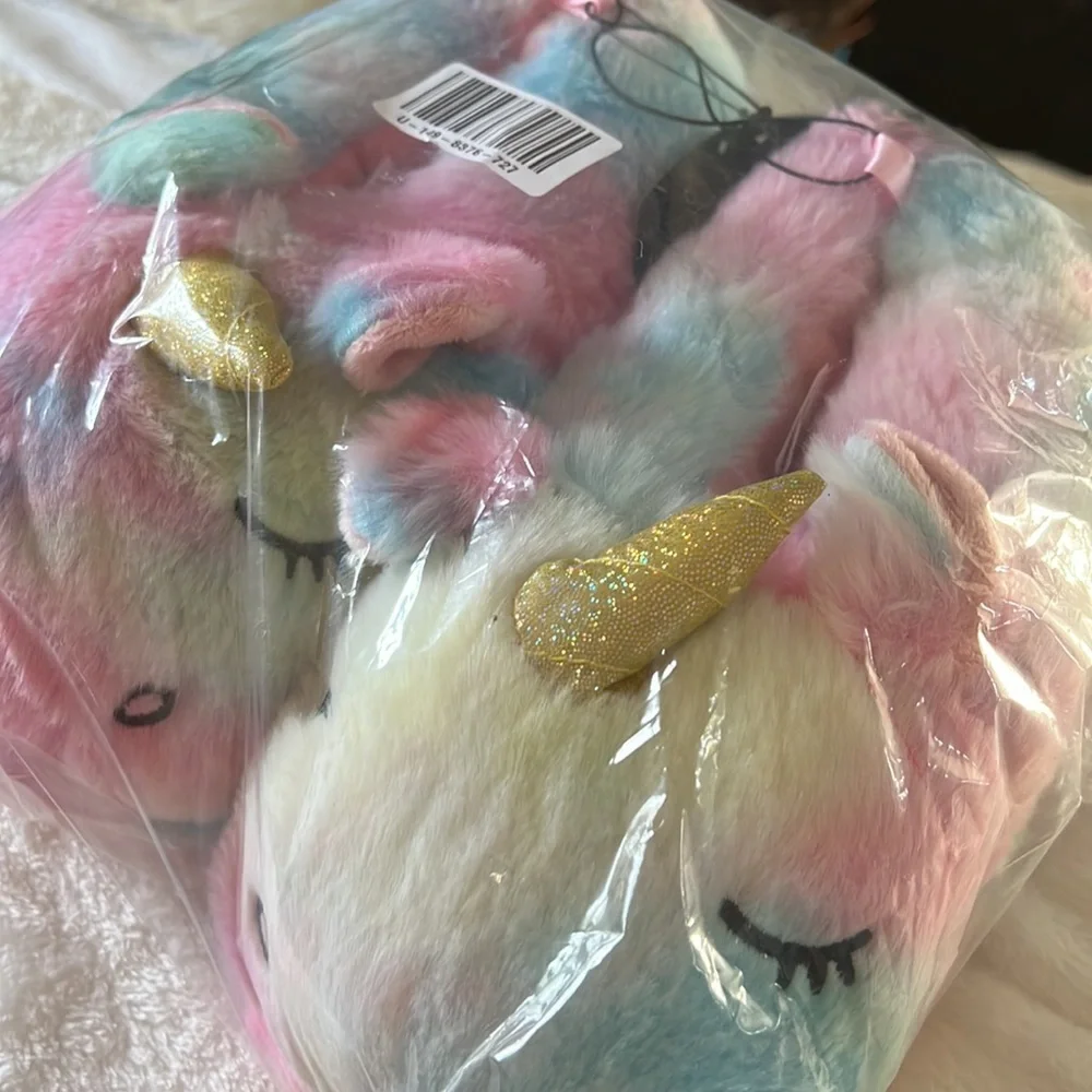 Unicorn Tie Dye Plush Slippers
